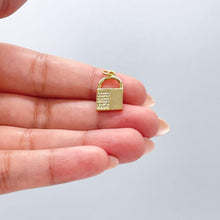 Load image into Gallery viewer, 18k Gold Filled Lock Charm with Half Cubic Zirconia and Smooth Gold Surface