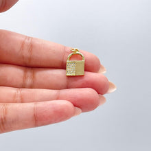 Load image into Gallery viewer, 18k Gold Filled Lock Charm with Half Cubic Zirconia and Smooth Gold Surface