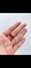 Load image into Gallery viewer, 18k Gold Filled Classic Red Cherry Bracelet with Rice Bead Link