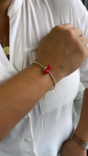 Load image into Gallery viewer, 18k Gold Filled Classic Red Cherry Bracelet with Rice Bead Link