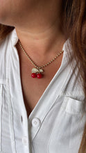 Load image into Gallery viewer, 18k Gold Filled Classic Red Cherry Necklace with Beaded Chain Link