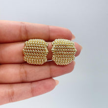 Load image into Gallery viewer, 18k Gold Filled Chunky Puffy C-Hoops with Baby Gold Beads Engraved