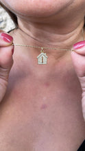 Load image into Gallery viewer, 18k Gold Filled Mini House Charm with Key Whole CZ Pave