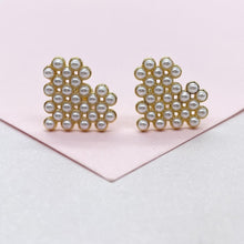 Load image into Gallery viewer, 18k Gold Filled Bead Heart Shaped Stud Earrings