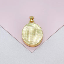 Load image into Gallery viewer, 18k Gold Filled Engraved Virgin of Mary Charm with Mother of Pearl