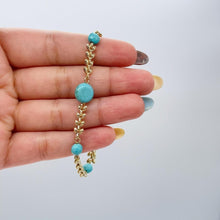 Load image into Gallery viewer, 18k Gold Filled Fishtail Link Bracelet with Turquoise Beads