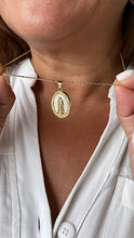 Load image into Gallery viewer, 18k Gold Filled Engraved Virgin of Mary Charm with Mother of Pearl