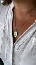 Load image into Gallery viewer, 18k Gold Filled Engraved Virgin of Mary Charm with Mother of Pearl