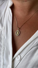 Load image into Gallery viewer, 18k Gold Filled Engraved Virgin of Mary Charm Crowned with Round CZ Stones