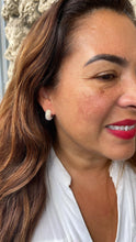 Load image into Gallery viewer, 18k Gold Filled Chunky Puffy C-Hoops with Baby Pearls Engraved