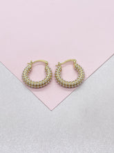 Load image into Gallery viewer, 18k Gold Filled Pearl Hoop Earrings, Beaded Open Hoops