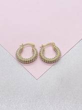 Load image into Gallery viewer, 18k Gold Filled Pearl Hoop Earrings, Beaded Open Hoops