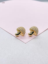 Load image into Gallery viewer, 18k Gold Filled Beaded Mushroom Stud Earrings