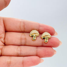 Load image into Gallery viewer, 18k Gold Filled Beaded Mushroom Stud Earrings