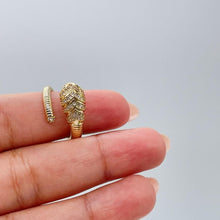 Load image into Gallery viewer, 18k Gold-filled Adjustable Serpent Ring with rowed textures and CZ Stones