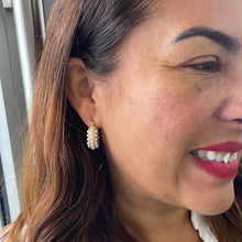 Load image into Gallery viewer, 18k Gold Filled Pearl Beaded Thick & Small Hoop Earrings