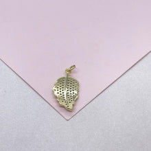 Load image into Gallery viewer, 18k Gold Filled Palm Leaf with White Pave CZ, leaf pendant summer jewelry,
