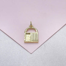 Load image into Gallery viewer, 18k Gold Filled Lock Charm with Half Cubic Zirconia and Smooth Gold Surface