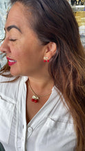 Load image into Gallery viewer, 18k Gold Filled Classic Red Cherry Stud Earring with CZ Stems