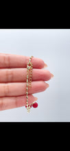 Load image into Gallery viewer, 18k Gold Filled Classic Red Cherry Bracelet with Rice Bead Link