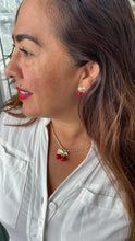 Load image into Gallery viewer, 18k Gold Filled Classic Red Cherry Necklace with Beaded Chain Link