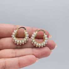 Load image into Gallery viewer, 18k Gold Filled Pearl Beaded Thick & Small Hoop Earrings