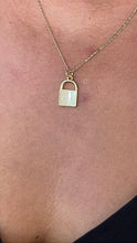 Load image into Gallery viewer, 18k Gold Filled Lock Charm with Half Cubic Zirconia and Smooth Gold Surface