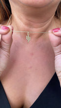 Load image into Gallery viewer, 18k Gold Filled Cactus plant with White Pave CZ, cactus pendant summer jewelry,