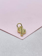 Load image into Gallery viewer, 18k Gold Filled Cactus plant with White Pave CZ, cactus pendant summer jewelry,