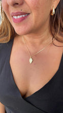 Load image into Gallery viewer, 18k Gold Filled Palm Leaf with White Pave CZ, leaf pendant