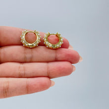 Load image into Gallery viewer, 18k Gold Filled Chunky Huggie with Pearl and CZ Stones