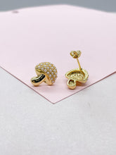 Load image into Gallery viewer, 18k Gold Filled Beaded Mushroom Stud Earrings
