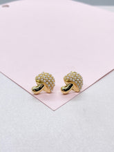 Load image into Gallery viewer, 18k Gold Filled Beaded Mushroom Stud Earrings
