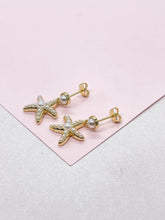 Load image into Gallery viewer, 18k Gold Filled Huggie Hoop Earring with Beach Themed Charms