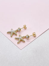 Load image into Gallery viewer, 18k Gold Filled Huggie Hoop Earring with Beach Themed Charms