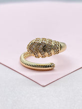 Load image into Gallery viewer, 18k Gold-filled Adjustable Serpent Ring with rowed textures and CZ Stones