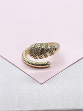 Load image into Gallery viewer, 18k Gold-filled Adjustable Serpent Ring with rowed textures and CZ Stones