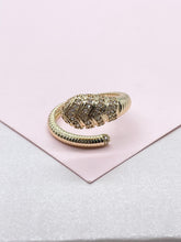 Load image into Gallery viewer, 18k Gold-filled Adjustable Serpent Ring with rowed textures and CZ Stones