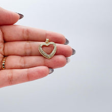 Load image into Gallery viewer, 18k Gold Filled Heart Pendant wth smooth sleek outline and with Round CZ Stones