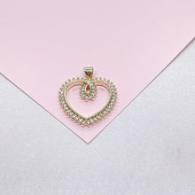 Load image into Gallery viewer, 18k Gold Filled Heart Dainty Heart Pendant With Round CZ Stones