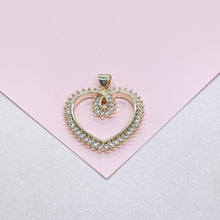 Load image into Gallery viewer, 18k Gold Filled Heart Dainty Heart Pendant With Round CZ Stones