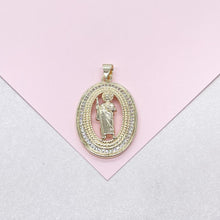 Load image into Gallery viewer, 18k Colorful St Jude Medallion Pendant with Micro CZ Stones