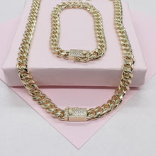 Load image into Gallery viewer, 18k Gold Filled Round Edged 7mm Miami Cuban Link Necklace featuring Zirconia Box Clasp
