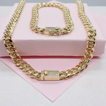 Load image into Gallery viewer, 18k Gold Filled Round Edged 7mm Miami Cuban Link Necklace featuring Zirconia Box Clasp