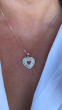 Load image into Gallery viewer, 18k Gold Filled Heart Pendant Crowned with Baguette Cut Stones And Round CZ Stones