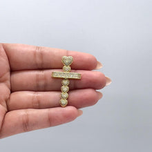 Load image into Gallery viewer, 18k Gold Filled CZ Crucifix Pendant - Cubic Zirconia Heart