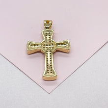 Load image into Gallery viewer, 18k Gold Filled Crucifix Cross Patterned with CZ and Engraving Patterns