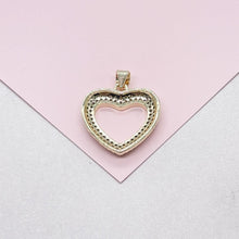 Load image into Gallery viewer, 18k Gold Filled Heart Pendant wth smooth sleek outline and with Round CZ Stones
