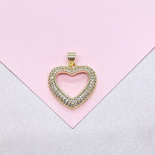 Load image into Gallery viewer, 18k Gold Filled Heart Pendant wth smooth sleek outline and with Round CZ Stones