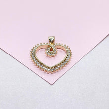 Load image into Gallery viewer, 18k Gold Filled Heart Dainty Heart Pendant With Round CZ Stones
